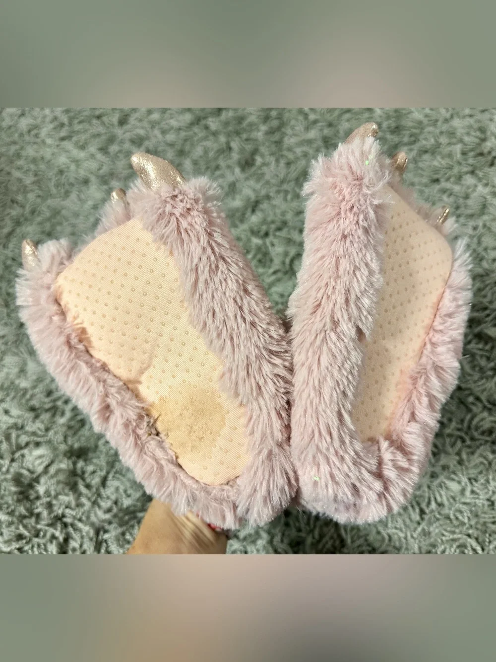 Carter's Pink Plush Claw Slippers for Kids
